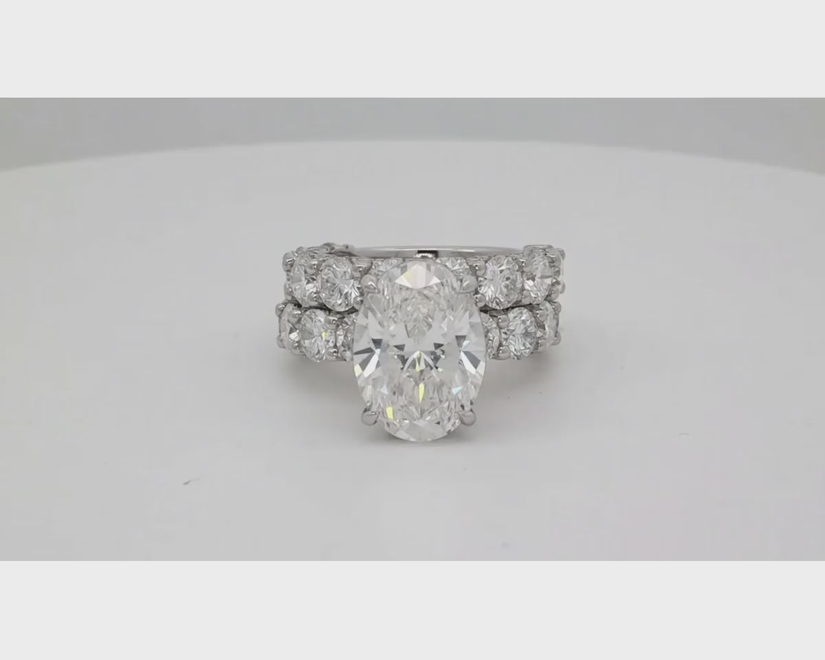 14k Gold Diamond Oval Double Row Band Engagement Ring Set 12.3ct – product video