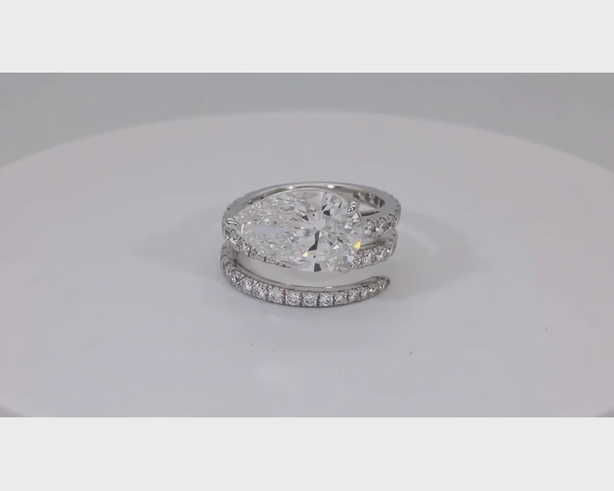 14k Pear Cut Spiral Micropavé Engagement Ring 5.50 CT – product video