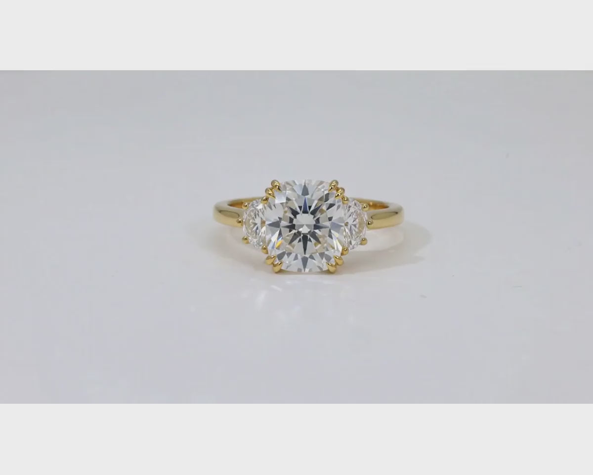 14k Gold Diamond Emerald-Cut Halo Ring with & Accent Diamonds 3.10 CT – product video
