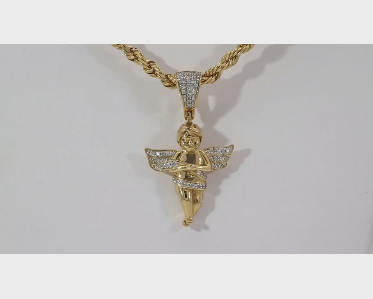 10k Gold Diamond Angel Pendant with Round Brilliant Design 0.18ct – product video