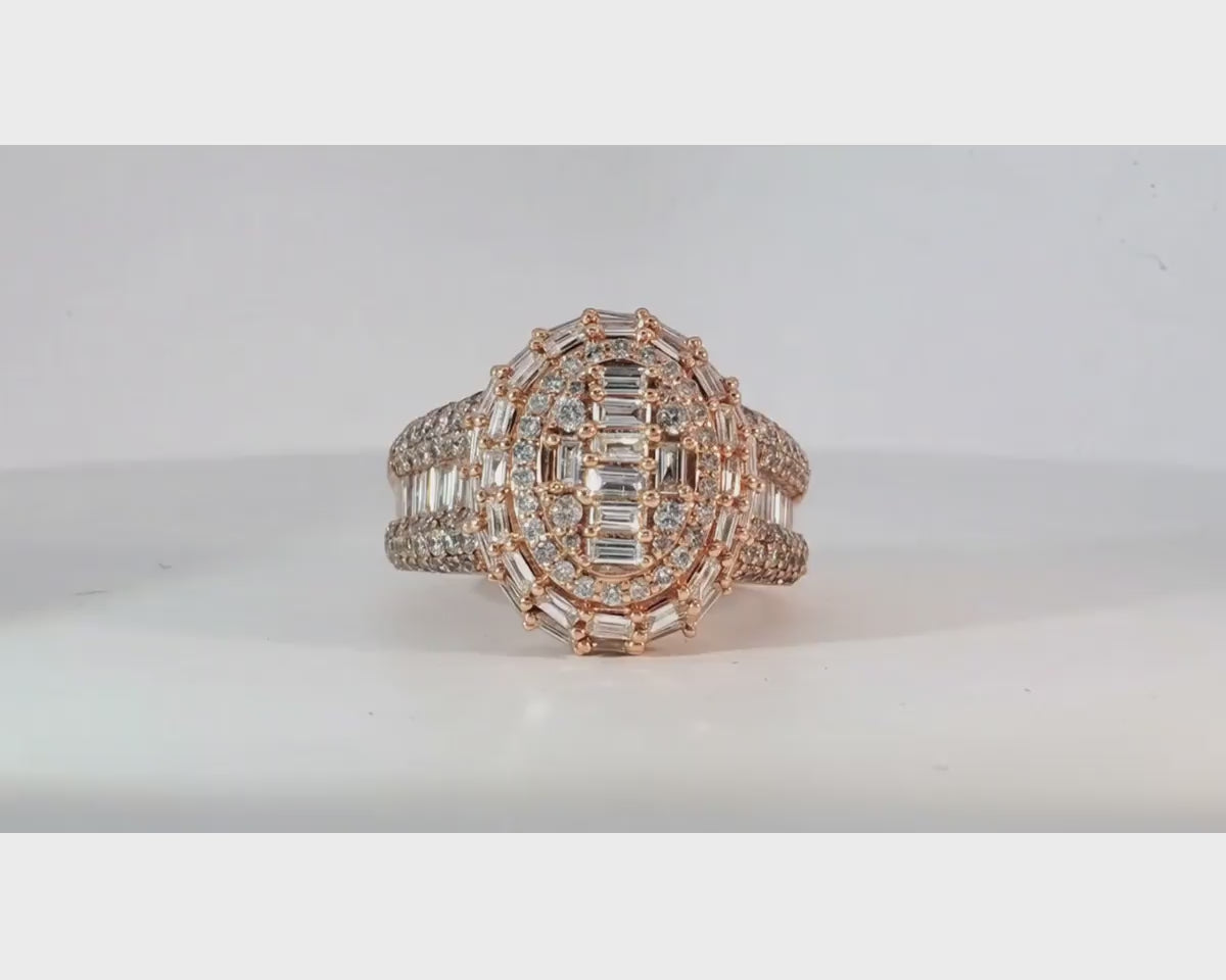 14k Gold Oval Halo Ring with Baguette AND Round Diamonds 3.75ct – product video