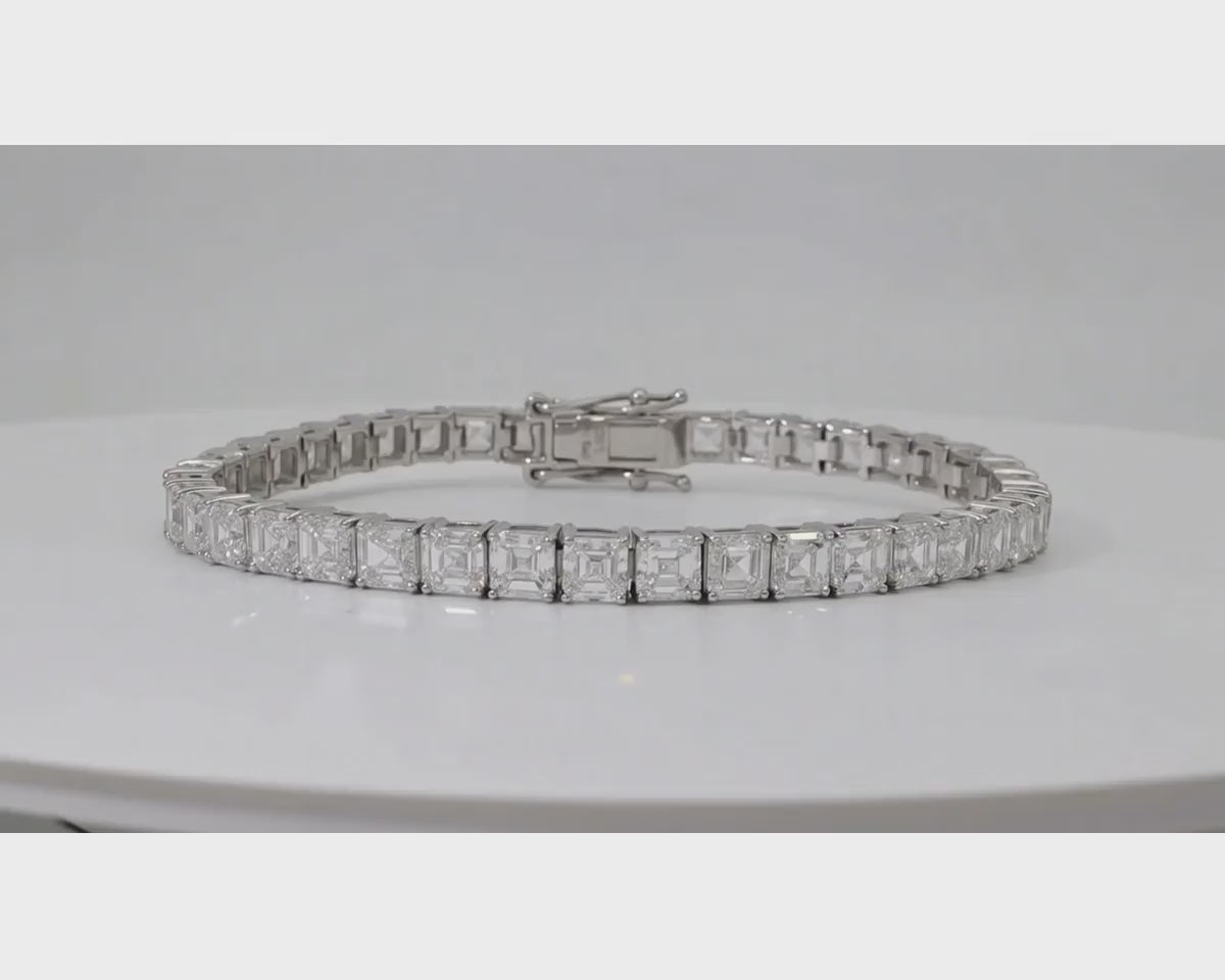 14k Gold Diamond Tennis Bracelet with Asscher-Cut Design 16.65ct – product video