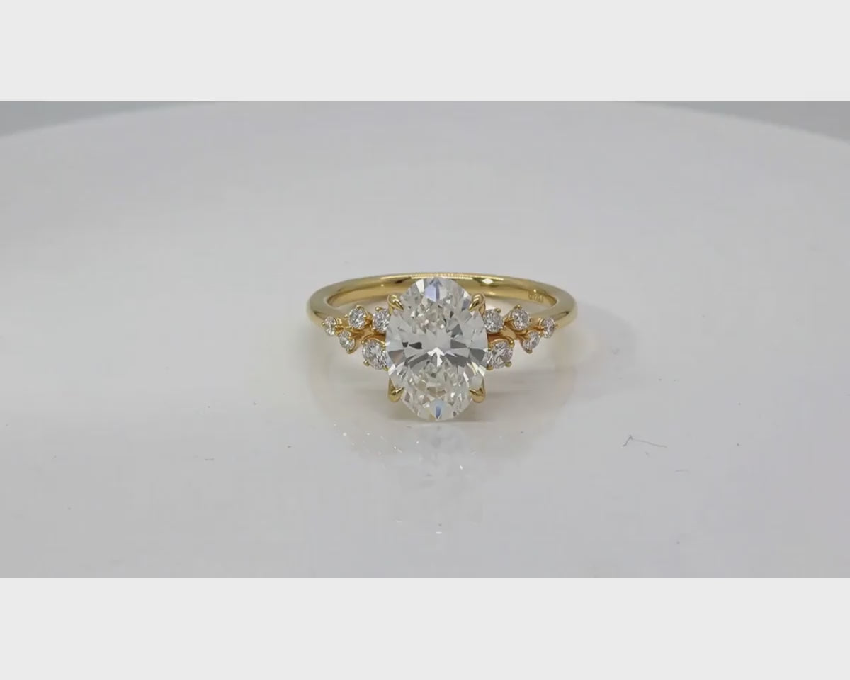 14k Oval-Cut Cascading Diamond Accent Engagement Ring 2.28 CT – product video