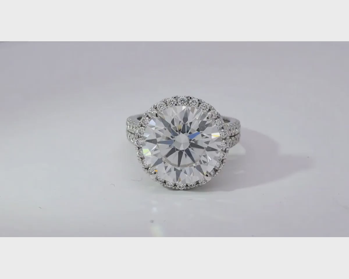 14k Round Cut Double Halo Diamond Engagement Ring 8.5 CT – product video