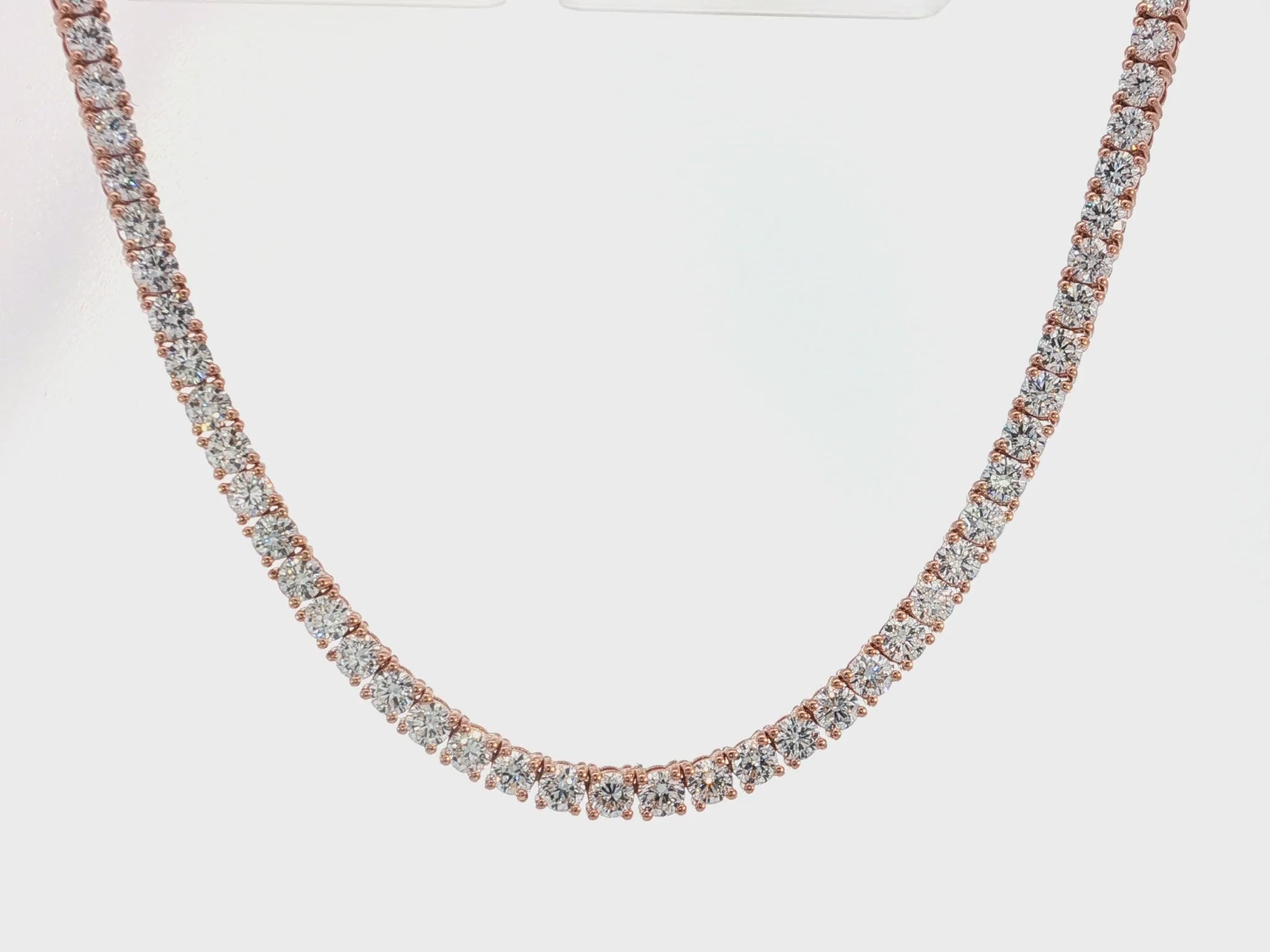 14k Gold Lab-Grown Diamond Necklace with Classic Round-Cut Tennis Design 14.09ct