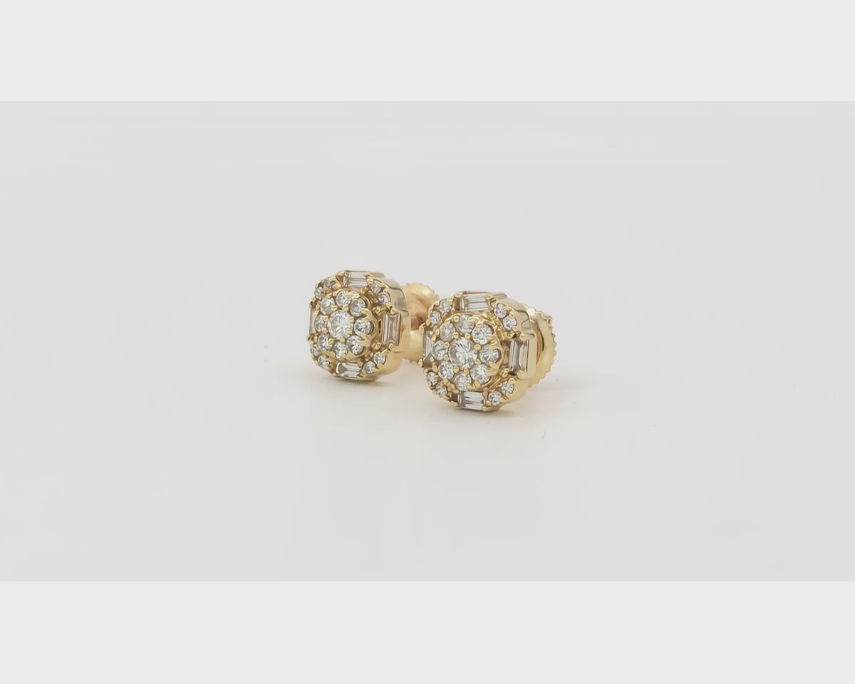 10K Gold Natural Diamond Cluster Earrings Round Design 0.60 CT – product video