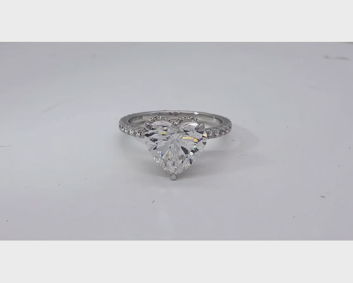 14k Heart Cut Petite Micropavé Engagement Ring 3.68 CT – product video