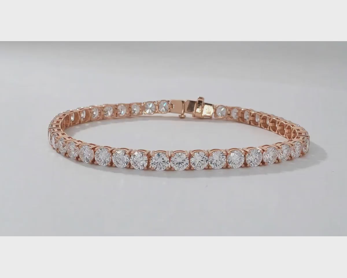 14k Gold Diamond Tennis Bracelet with Round Brilliant Diamonds 11.48 CT – product video