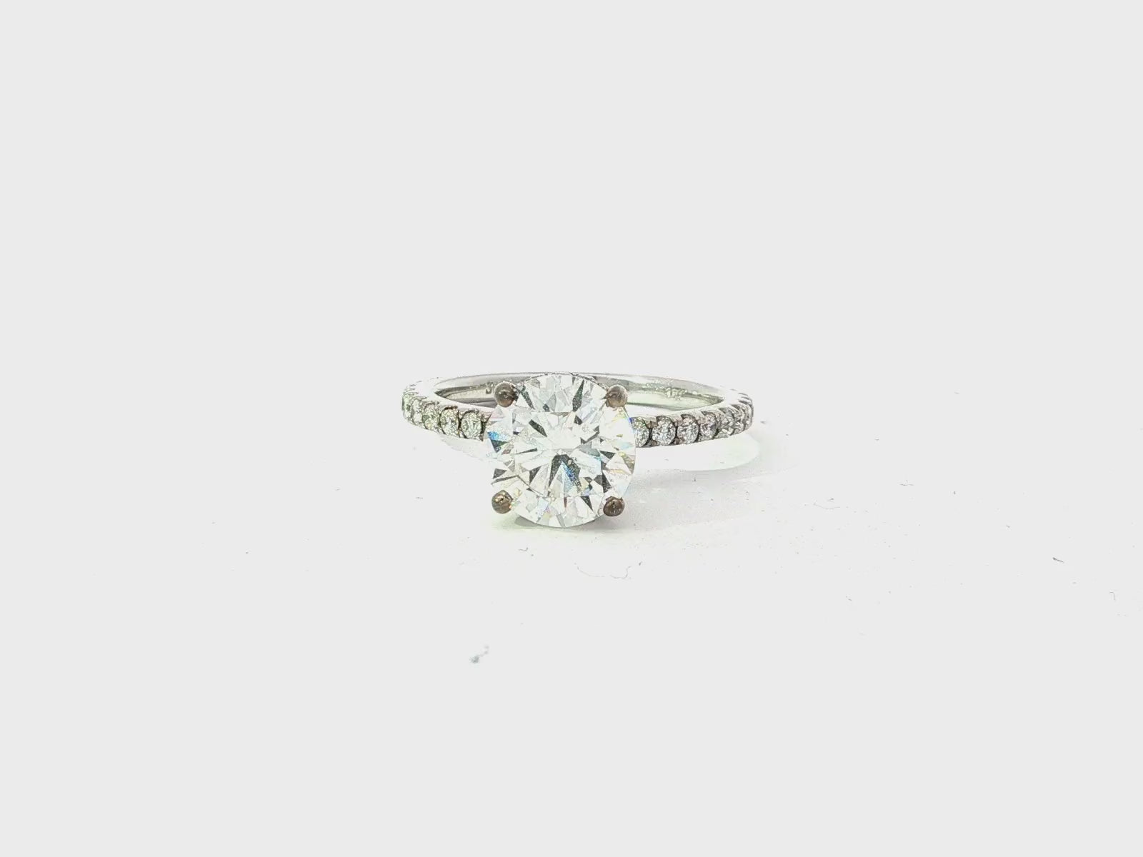 14k Round Cut Petite Micropavé Engagement Ring 2.59 CT