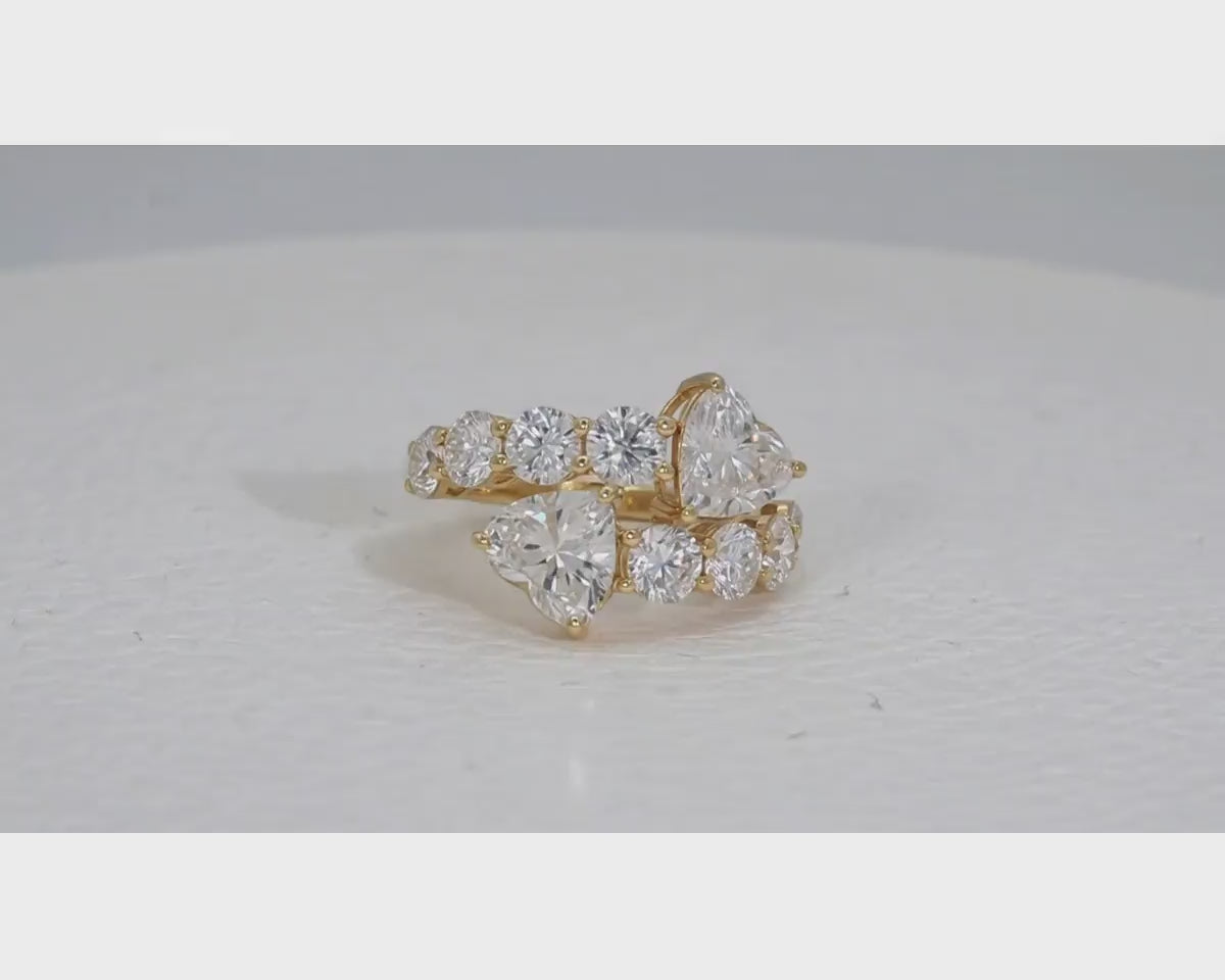 14K Gold Diamond Heart Cut Multi Wrap Ring 4.60 CT – product video