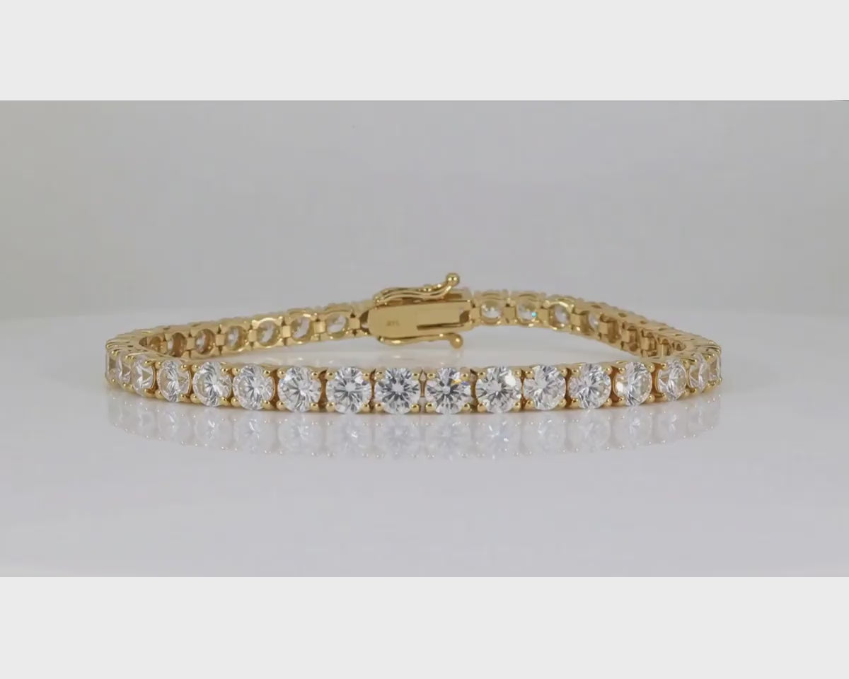 14k Gold Lab-Grown Diamond Tennis Bracelet with Round-Cut Design 12.84ct – product video