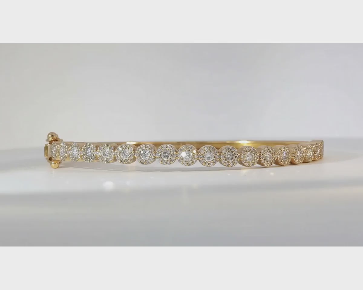 10k Gold Diamond Bangle Bracelet with Round Accents 1.15ct – product video