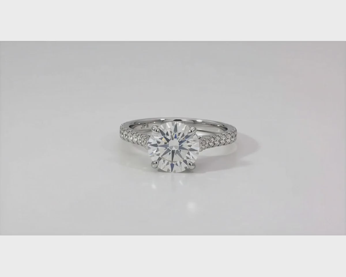 18k Round Cut Petite Micropavé Engagement Ring 3.25 CT – product video