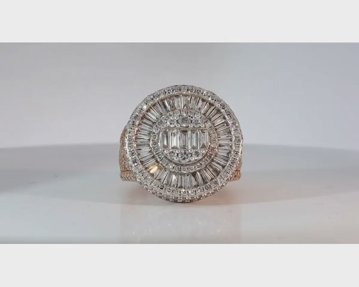 14k Two-Tone Gold Diamond Ring with Round and Baguette Cut 5.00ct – product video