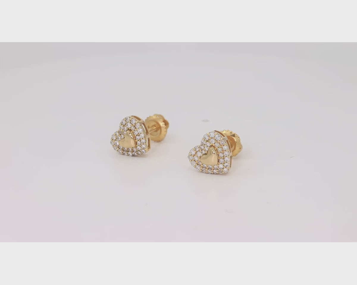 10K Gold Natural Diamond Heart Stud Earrings 0.19 CT – product video