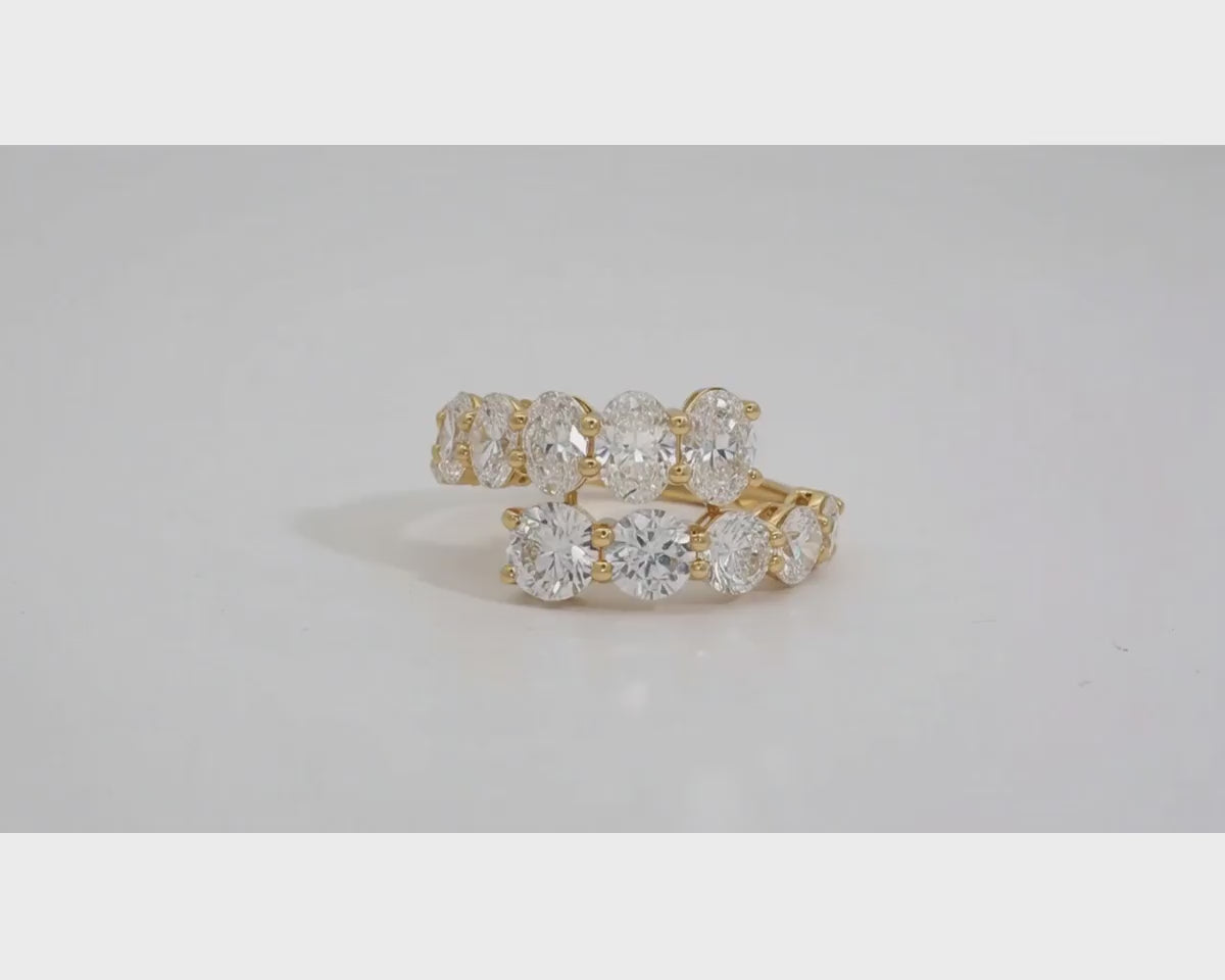 14K Gold Diamond Ring with Oval & Round Two-Row Wrap Design 3.66ct – product video