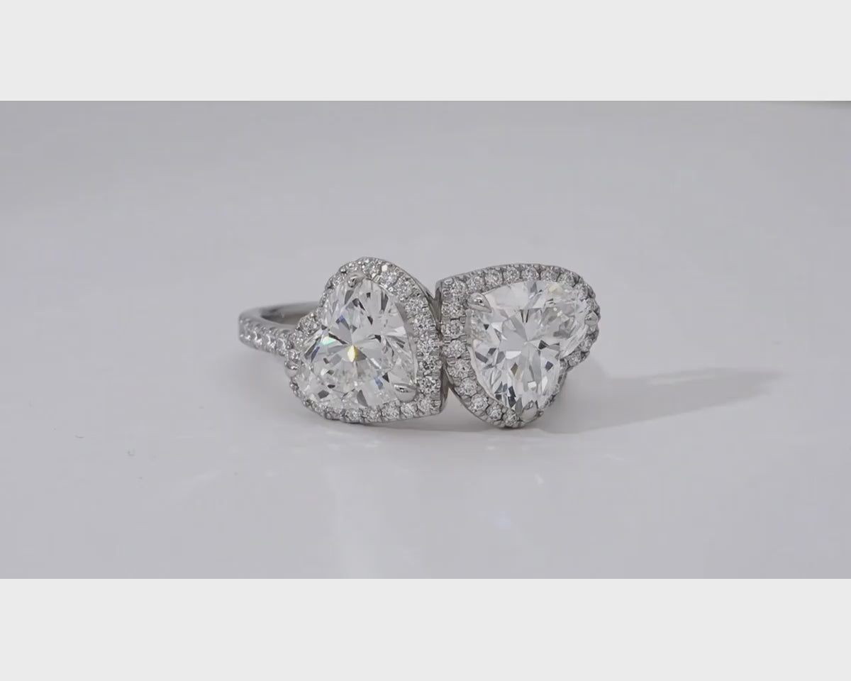 14k Heart Cut Double Halo Micropavé Engagement Ring 7.00 CT – product video