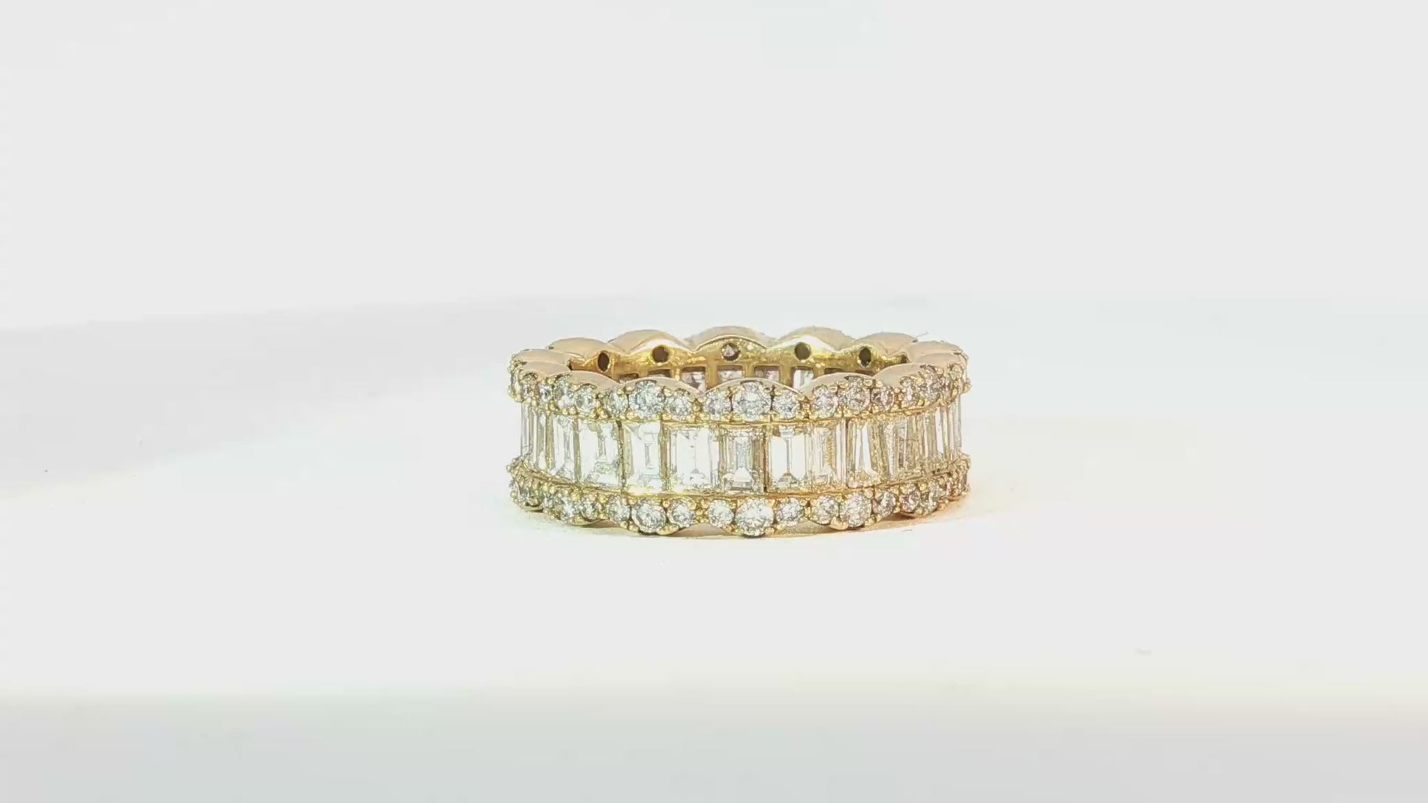14k Gold Baguette & Round Diamond Eternity Band Ring 3.75ct
