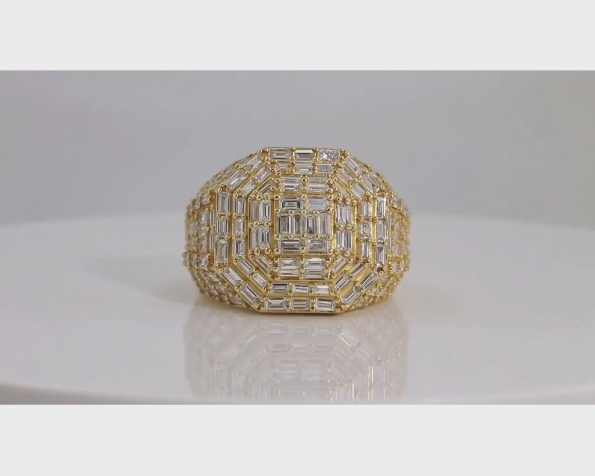 10k Gold Iced-Out Ring with Baguette Cut Diamonds 4.00ct – product video