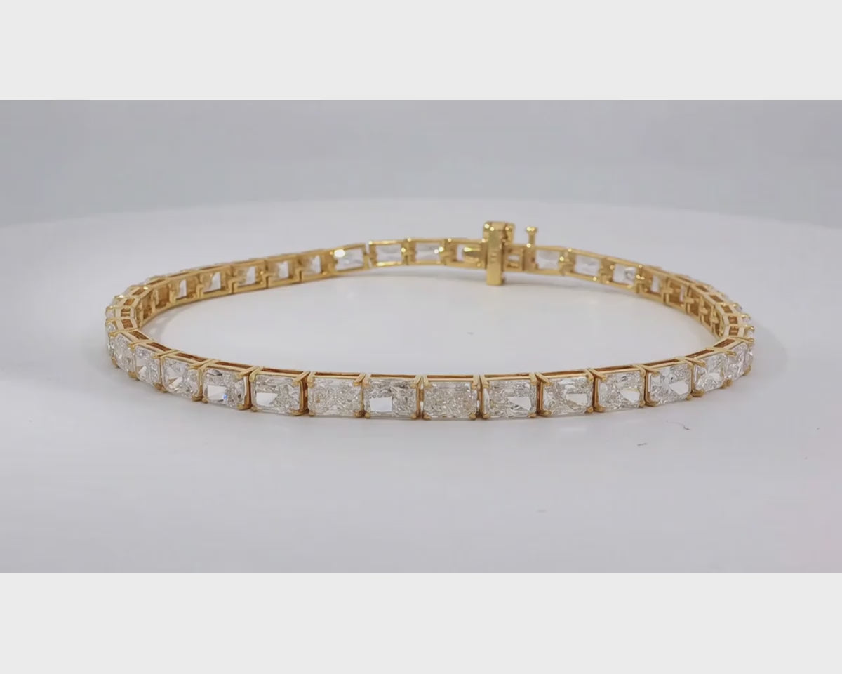 14k Gold Diamond Tennis Bracelet with Square Link Design 9.47ct – product video