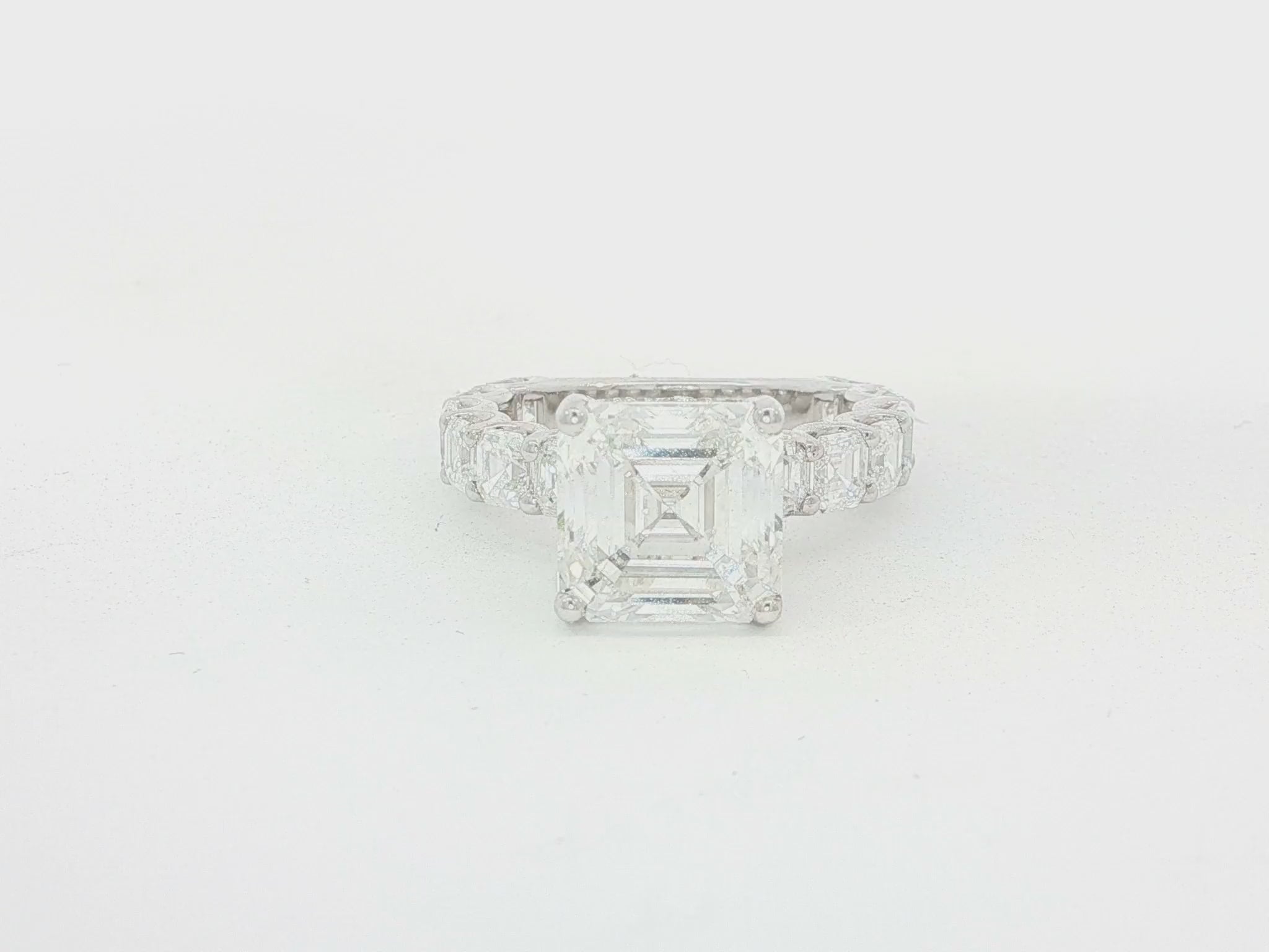 14K Gold Diamond Asscher Cut Hidden Halo Engagement Ring 8.68 CT