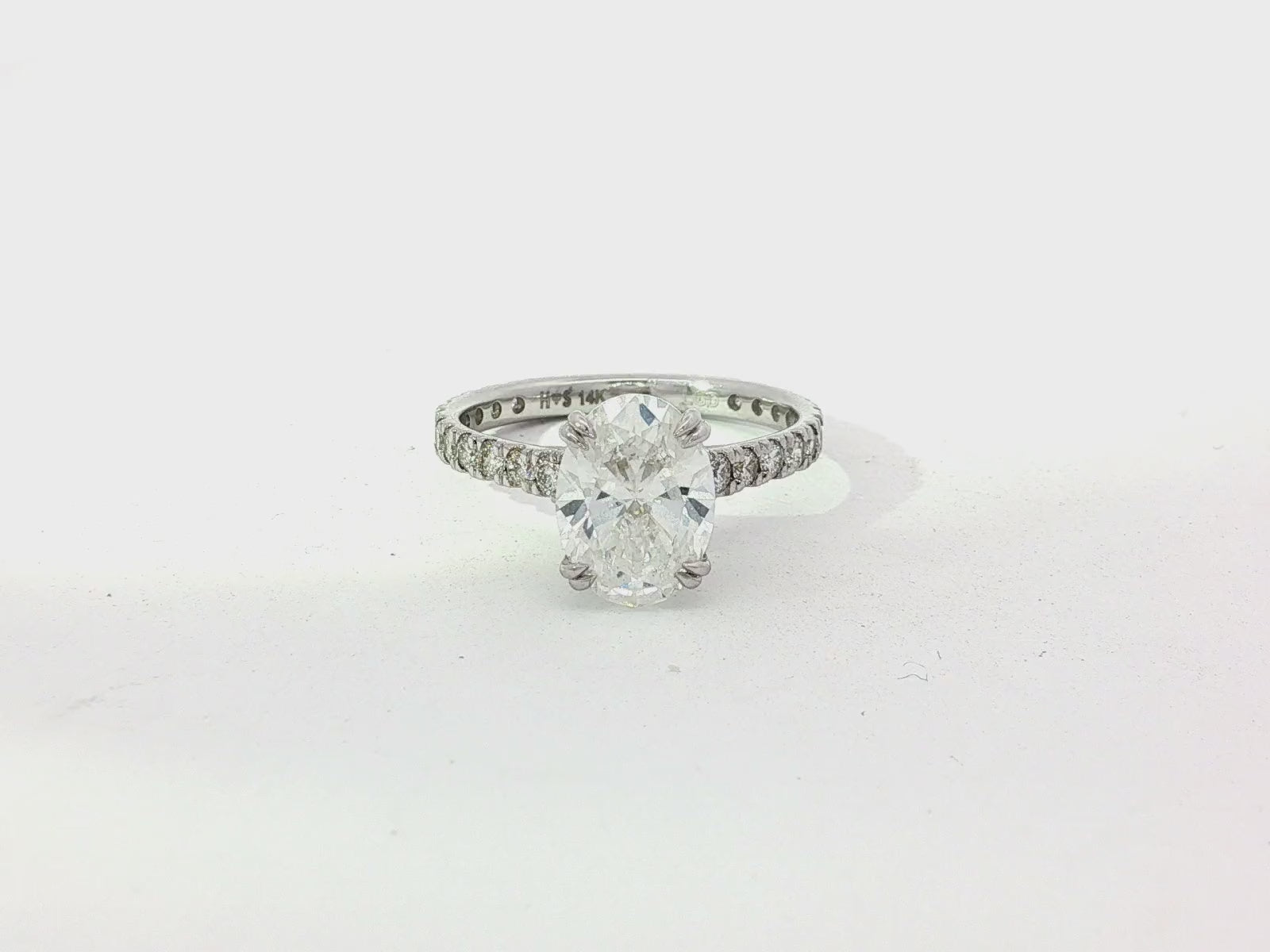 14k Oval Cut Petite Micropavé Engagement Ring 2.20 CT