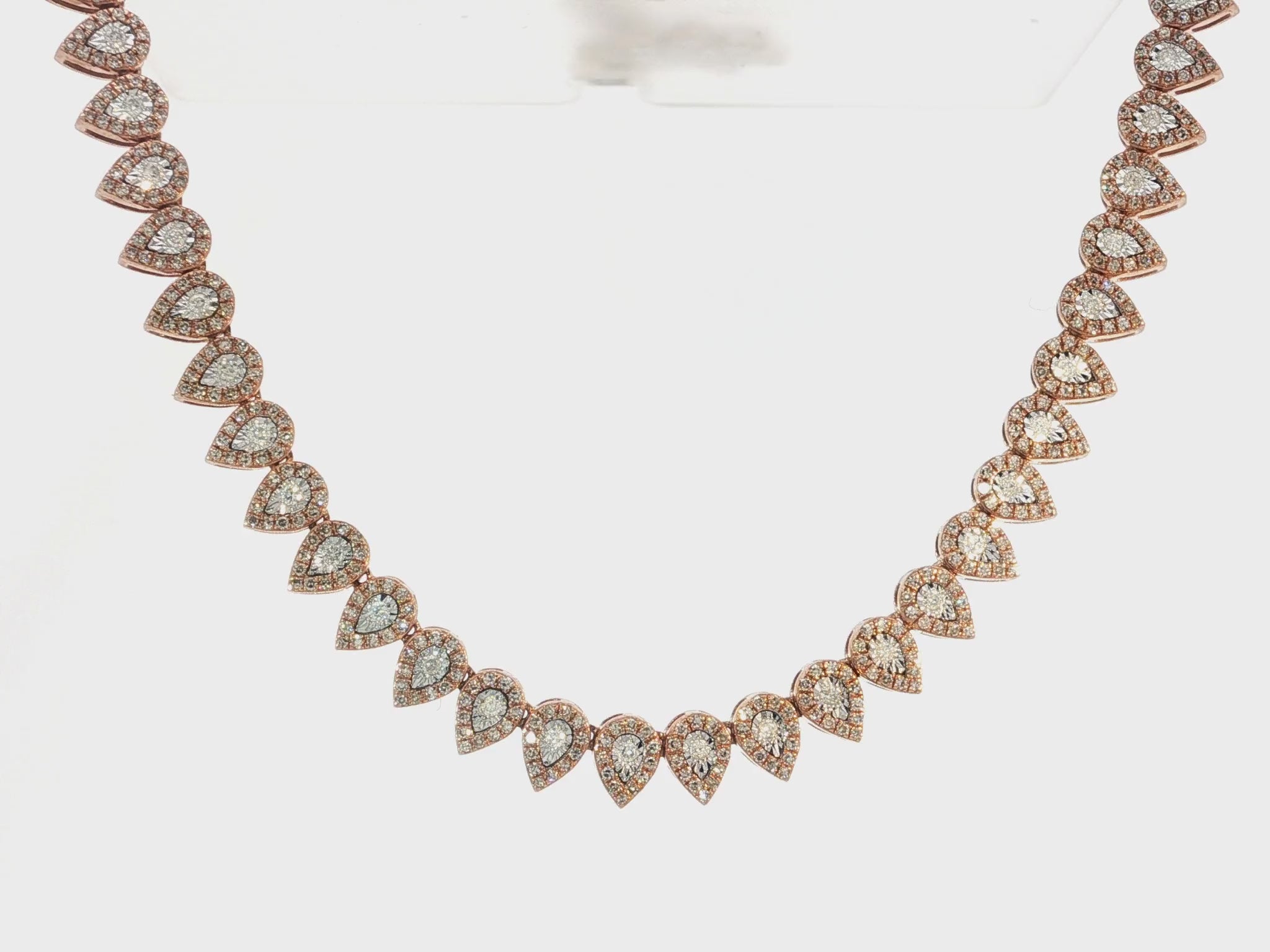 10k Gold Natural Diamond Necklace with Pear-Shape Halo Design 3.8ct