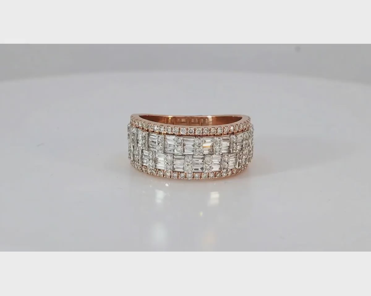 10K Two-Tone Gold Baguette & Round Diamond Ring for Men 1.40ct – product video