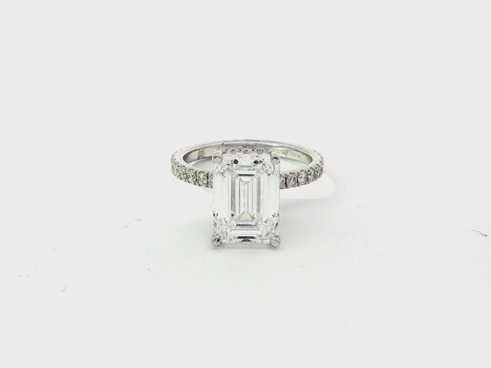 14k Emerald Cut Petite Micropavé Engagement Ring 4.80 CT