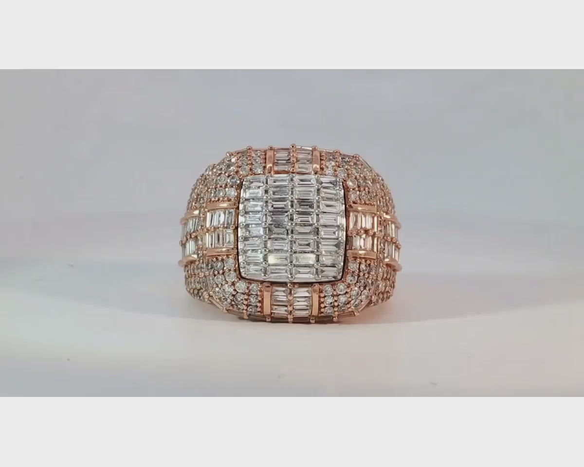 10k Two-Tone Gold Diamond Ring with Baguette & Round Cut 3.90ct – product video