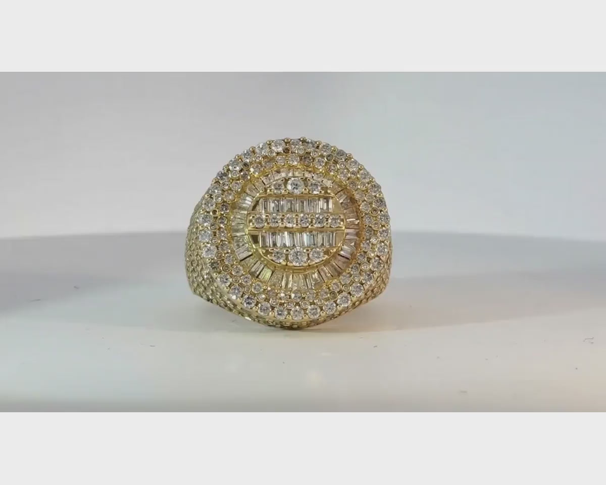 14k Gold 3D Circle Ring with Baguette & Round Diamonds 4.46ct – product video