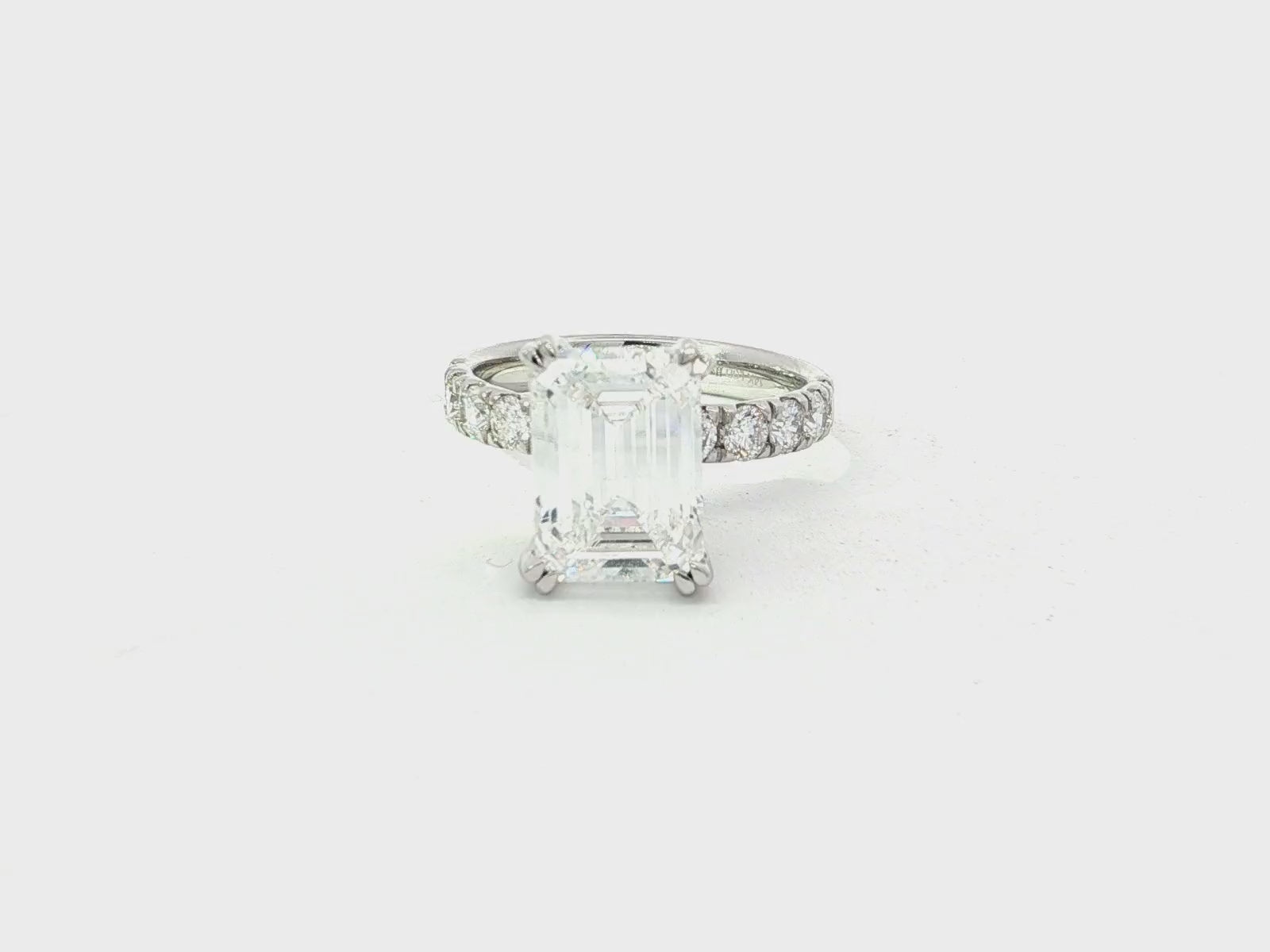14k Emerald Cut Petite Side-Stone Engagement Ring 5.00 CT