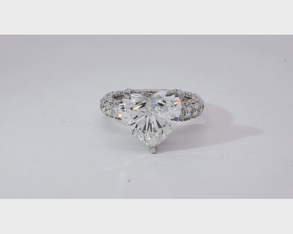 14k Heart Cut Triple Row Pavé Engagement Ring 7.87 CT – product video