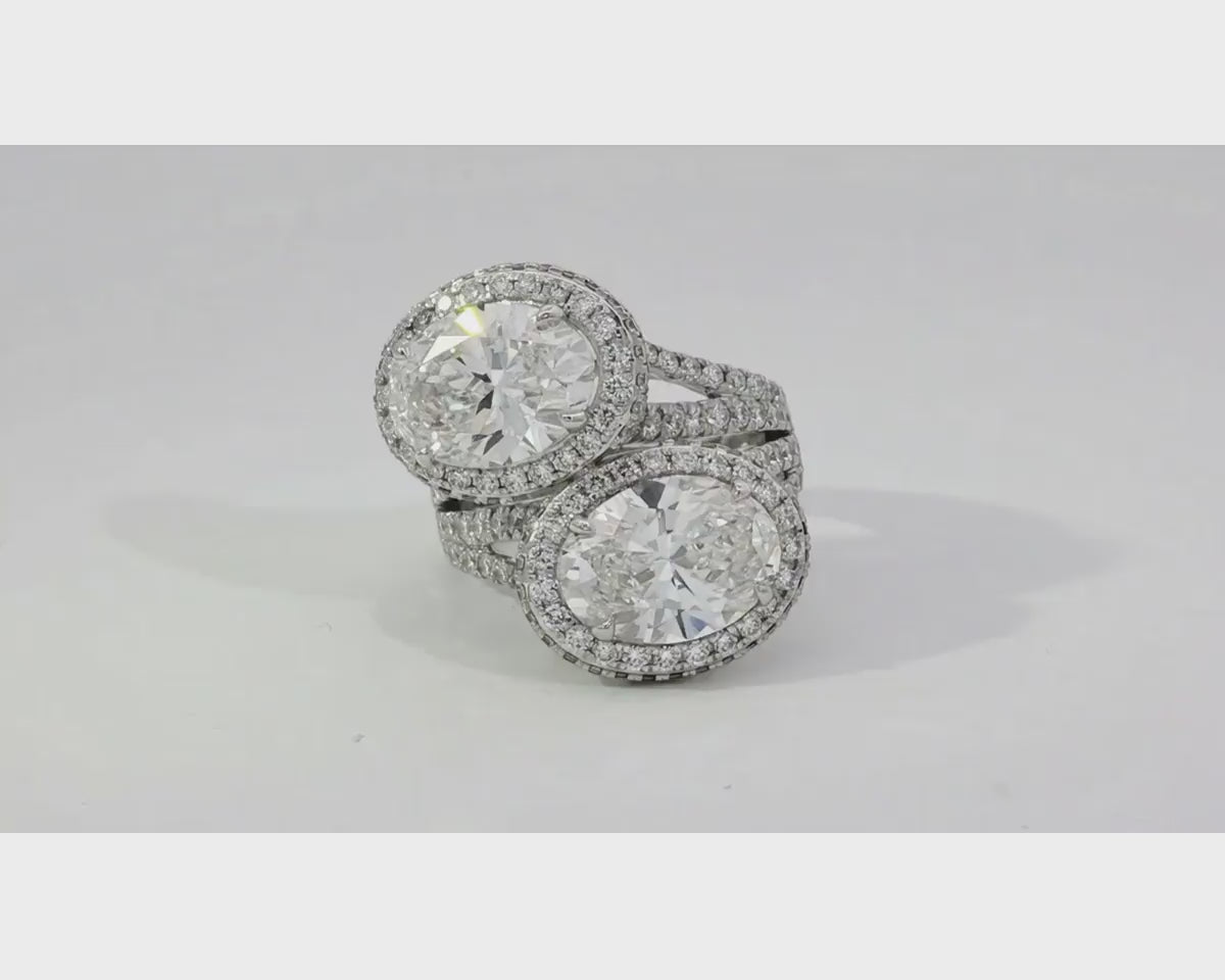 14k Oval Double Halo Split-Shank Engagement Ring 5.14 CT – product video