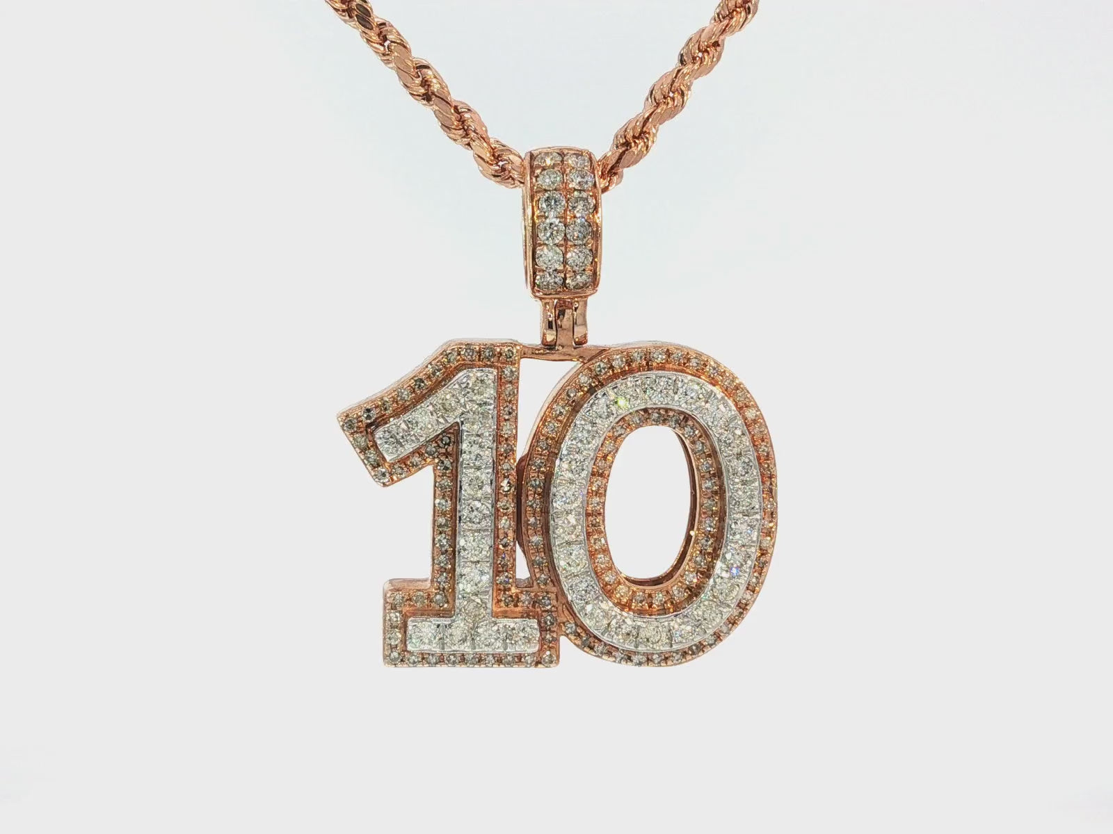 10k Gold Diamond "10" Pendant with Round Brilliant Accents 2.00ct