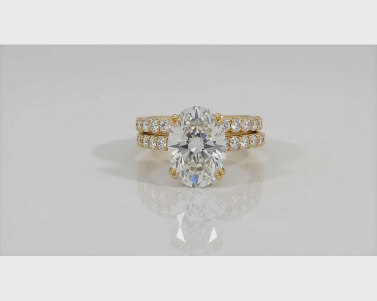 14K Oval Cut Pavé Diamond Engagement Ring Set 5.30 CT – product video
