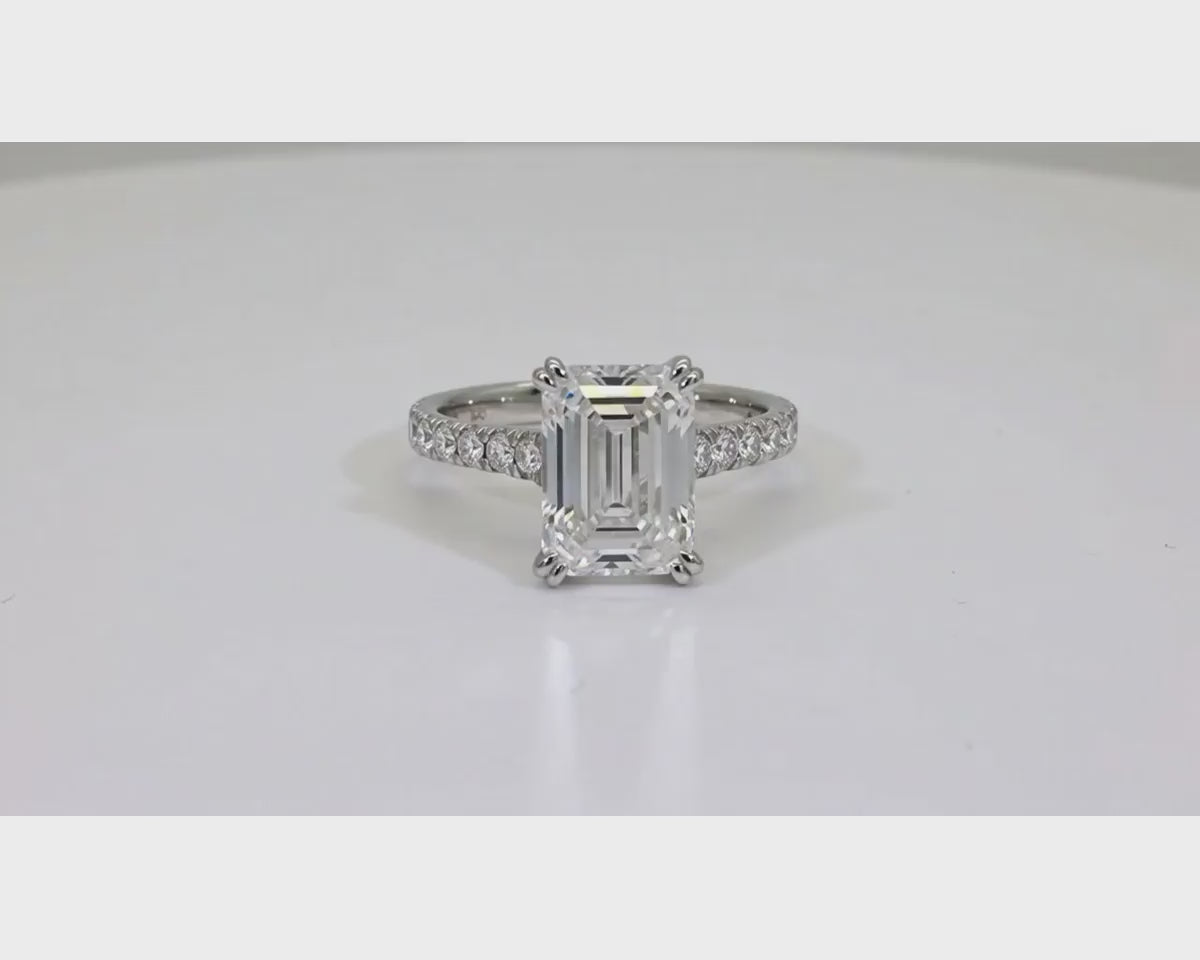 14k Emerald Cut Diamond Cluster Band Engagement Ring 3.75 CT – product video