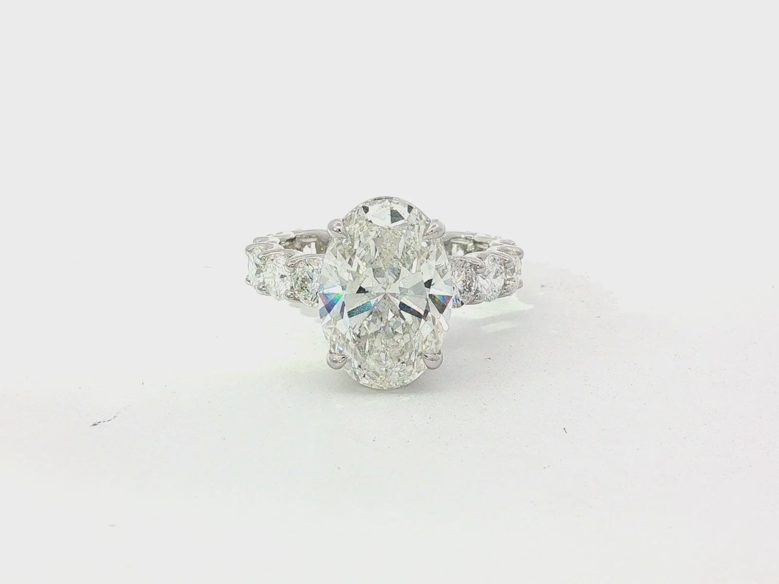 14k Oval Cut Diamond Eternity-Style Engagement Ring 7.26 CT