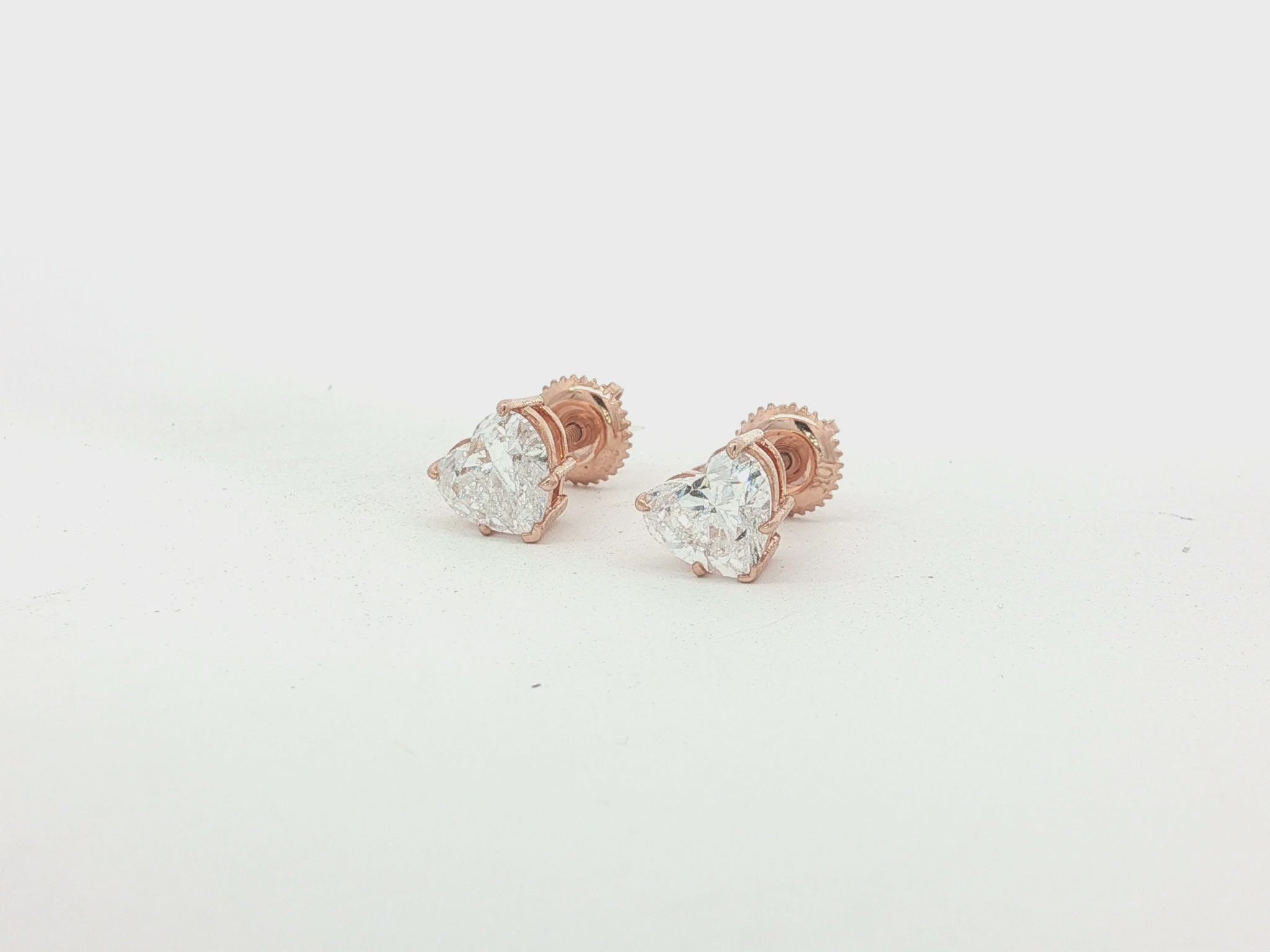 10k Gold Diamond Heart-Shaped Stud Earrings 2.0 CT