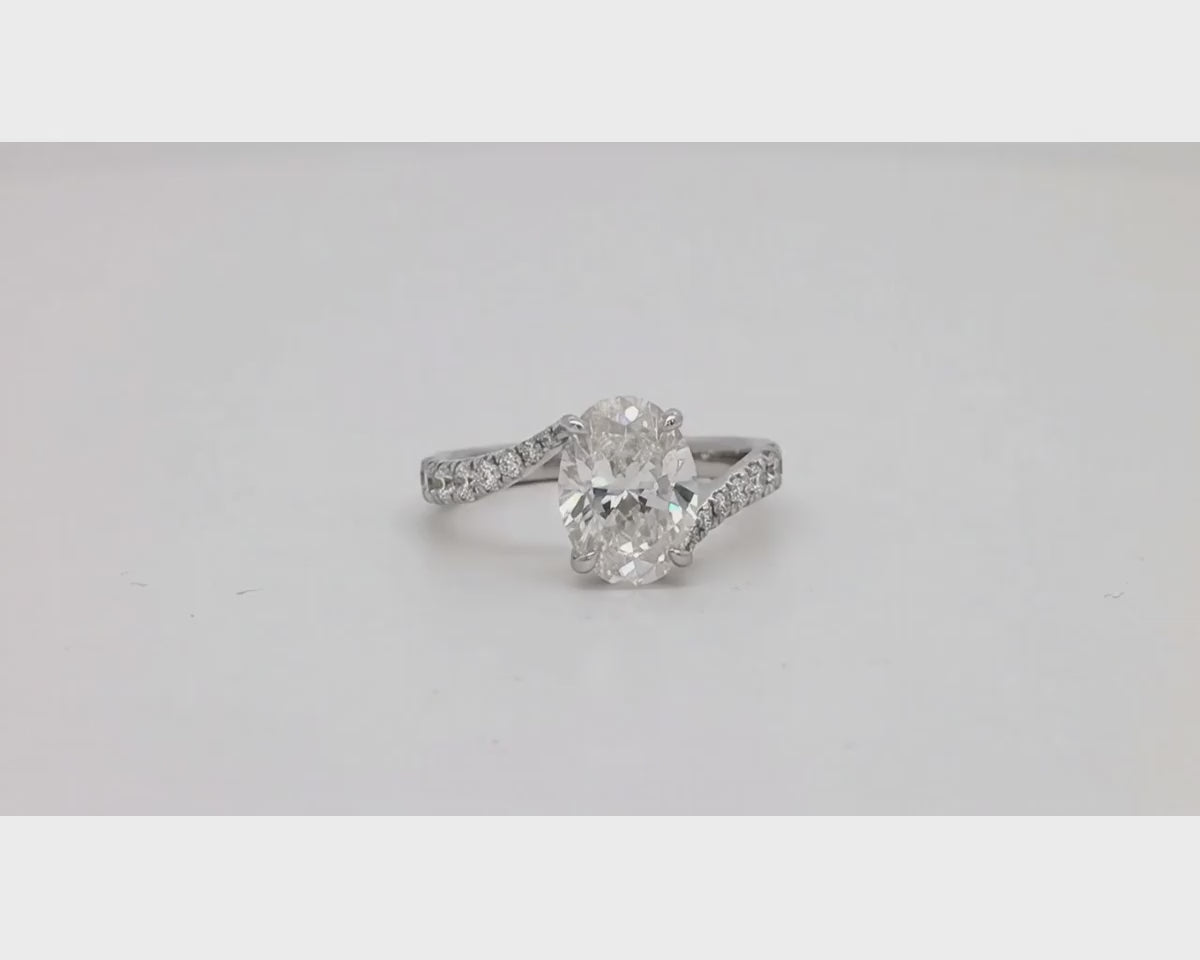 14k Gold Diamond Engagement Ring Oval-Cut Center & Twisted Pavé Band 2.60ct – product video