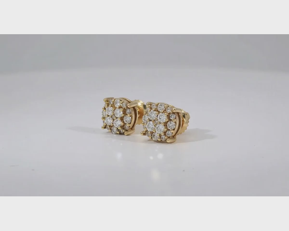 14k Gold Diamond Earrings with Round Cluster Design 2.30ct – product video