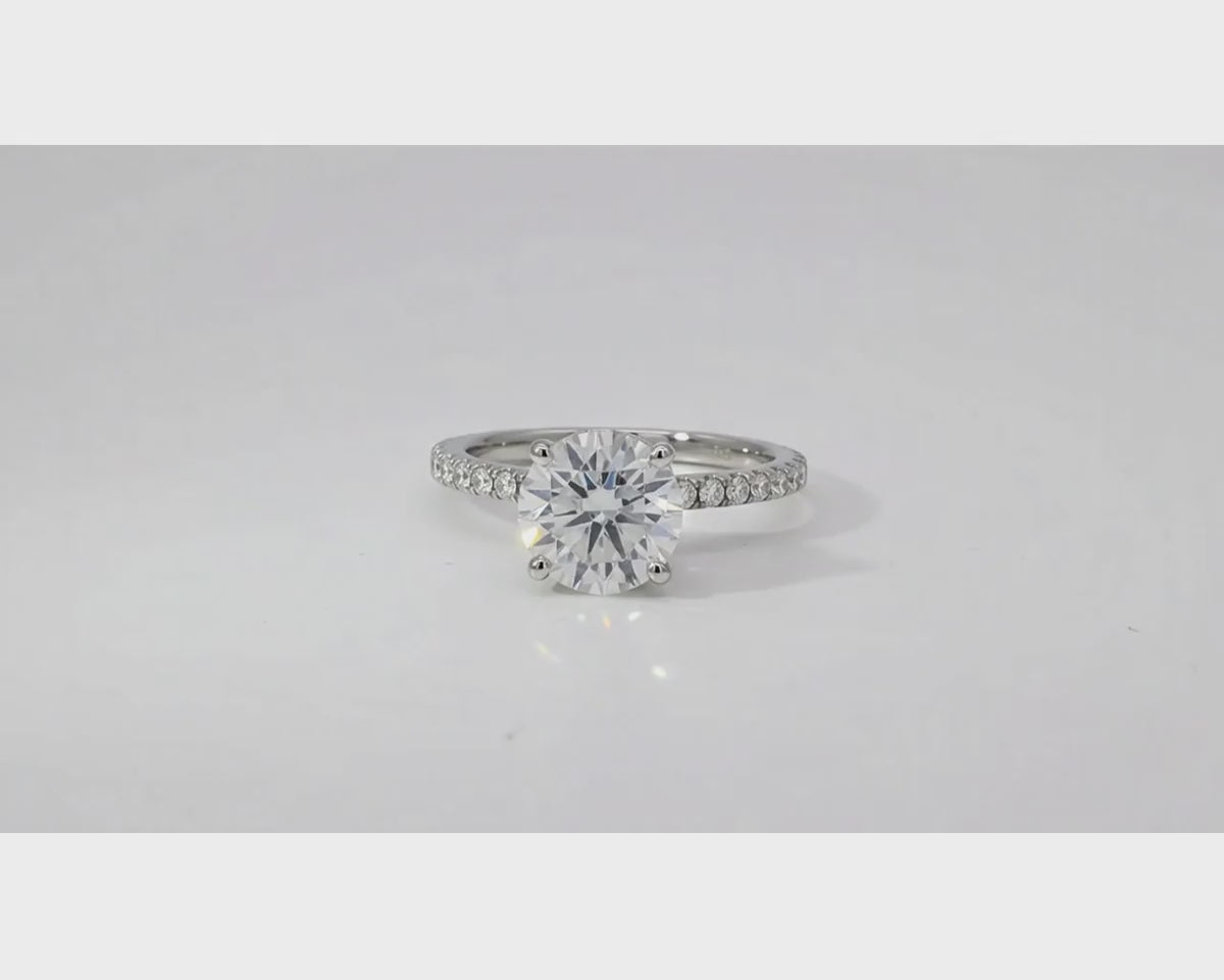 14k Round Cut Petite Micropavé Engagement Ring 2.59 CT – product video