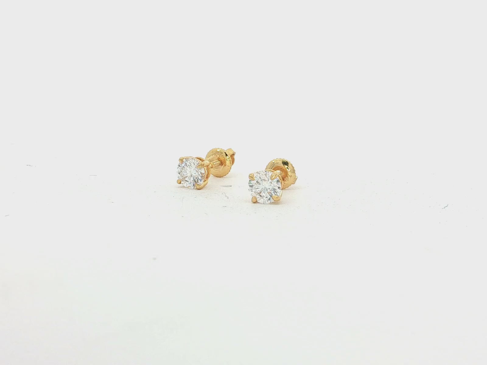 14k Classic Round Solitaire Stud Earrings with Four-Prong Setting 0.60ct