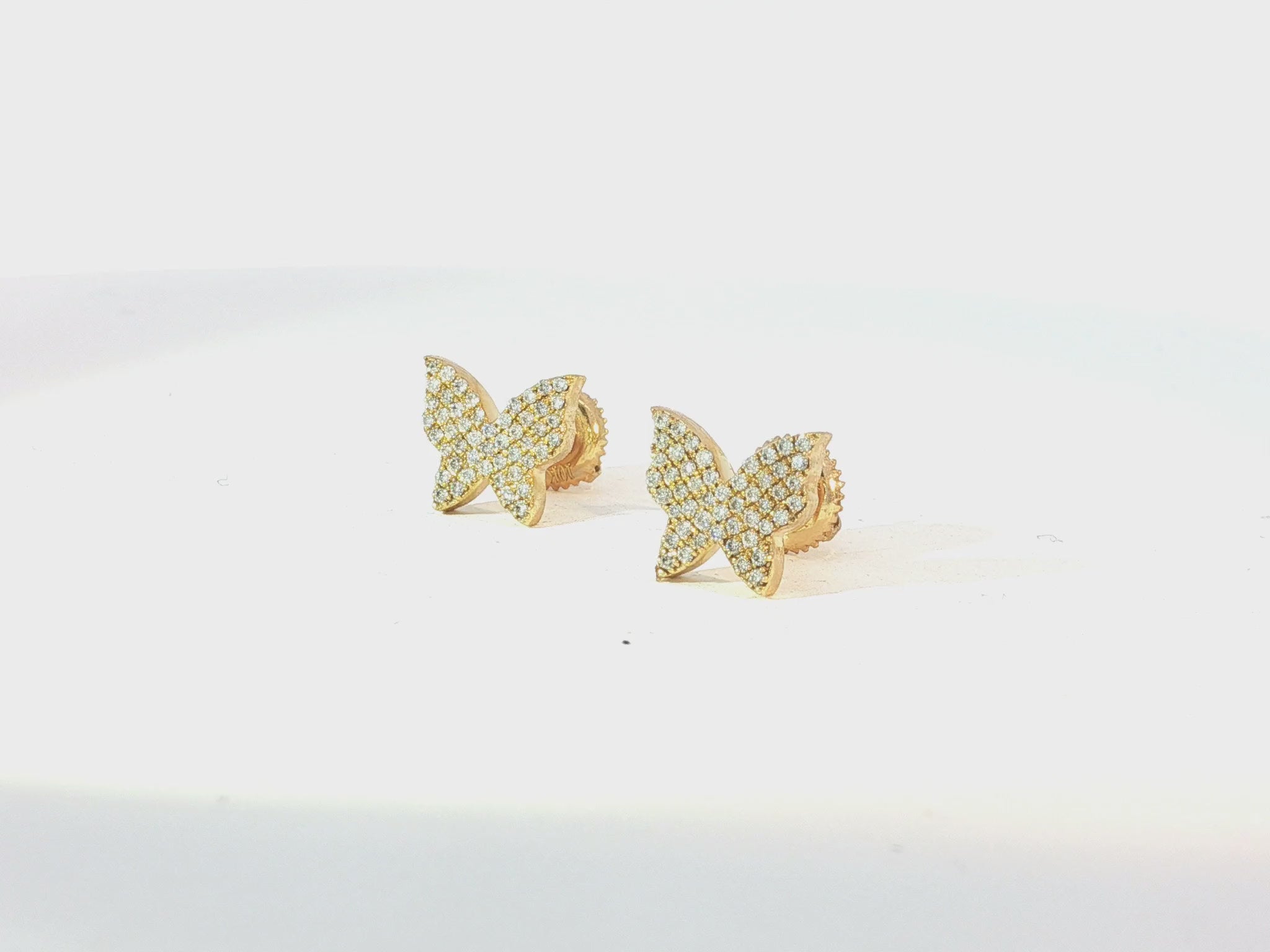 10k Gold Diamond Butterfly Earrings with Round Brilliant Cut 0.30ct