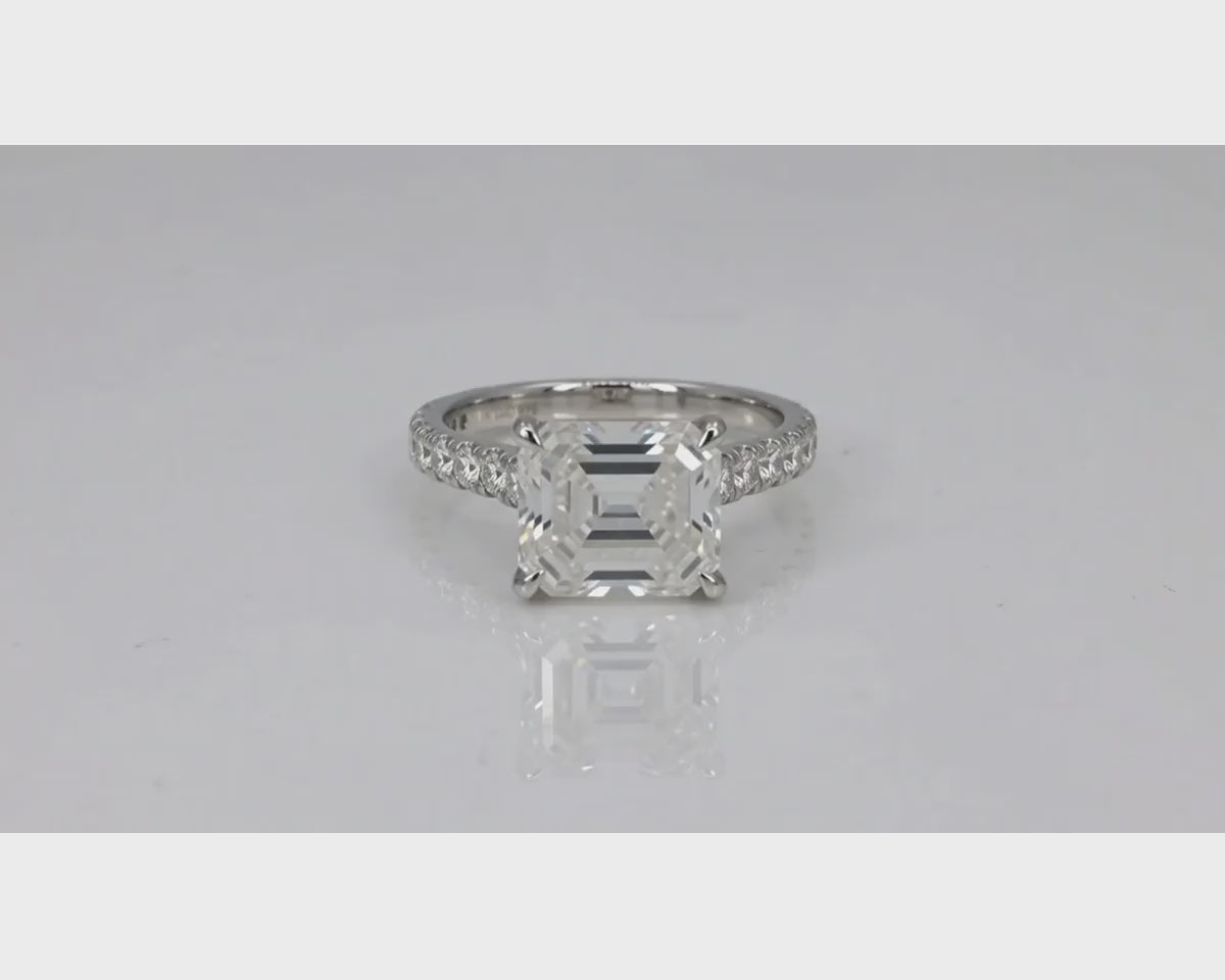 14k Emerald Cut Petite Pavé Engagement Ring 3.62 CT – product video