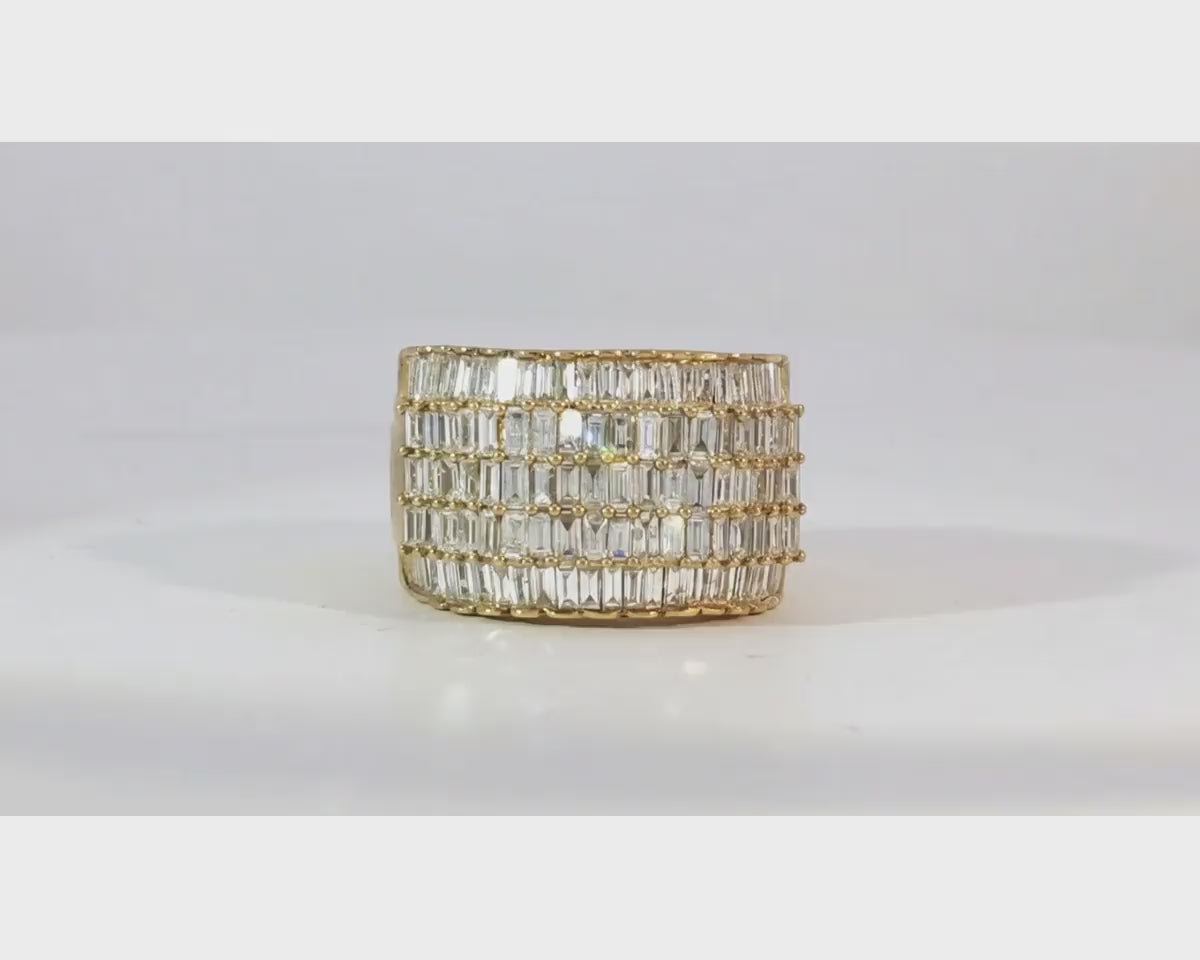 10K Gold Wide Baguette Diamond Ring with Clean Row Setting 3.00ct – product video