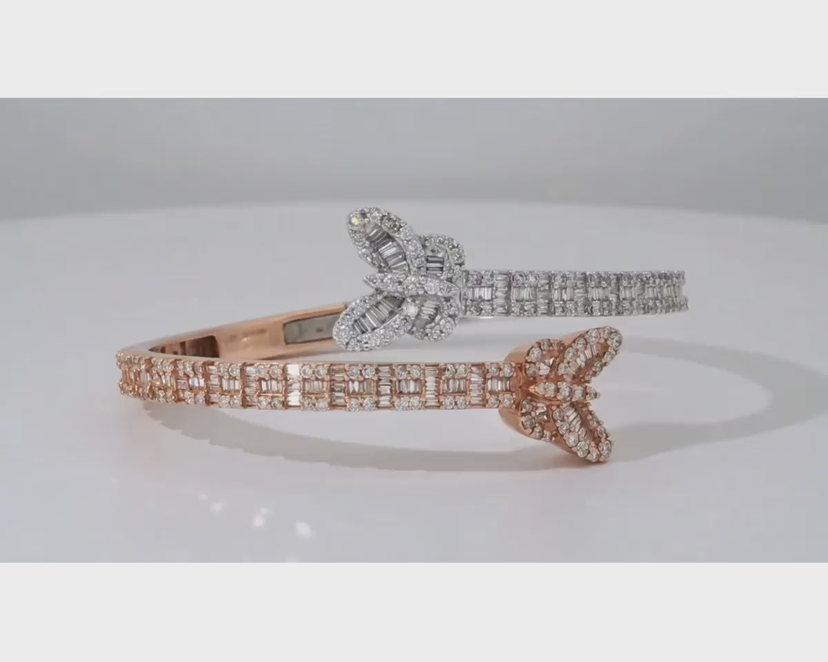 10K Gold Natural Diamond Butterfly Bangle Elegant Design 4.00 CT – product video
